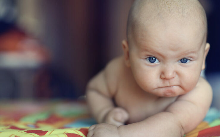 portrait serious stern baby